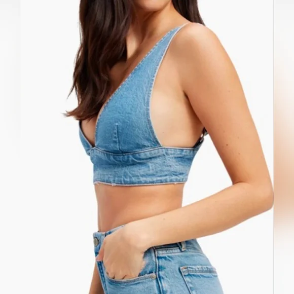 NWT Good American Denim Crop Bra Top - Picture 2 of 7